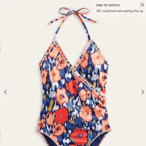 Boden Crochet Trim Wrap One Piece Swimsuit NWT sold out color